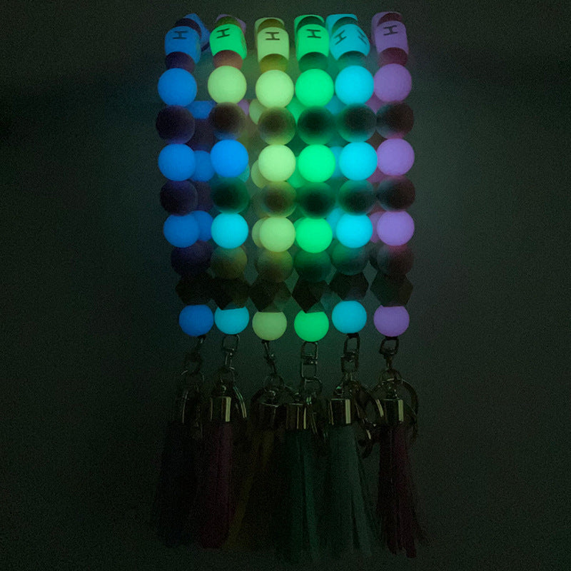 Wholesale Silicone Beaded Alphabet Wrist Keychain